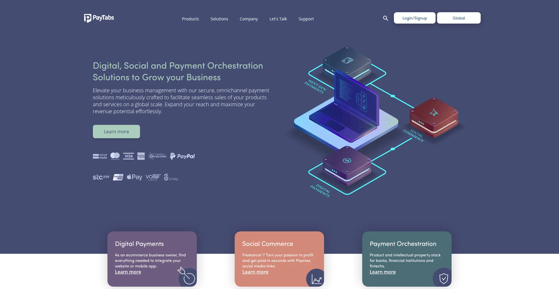 Website screenshot of Paytabs.com
