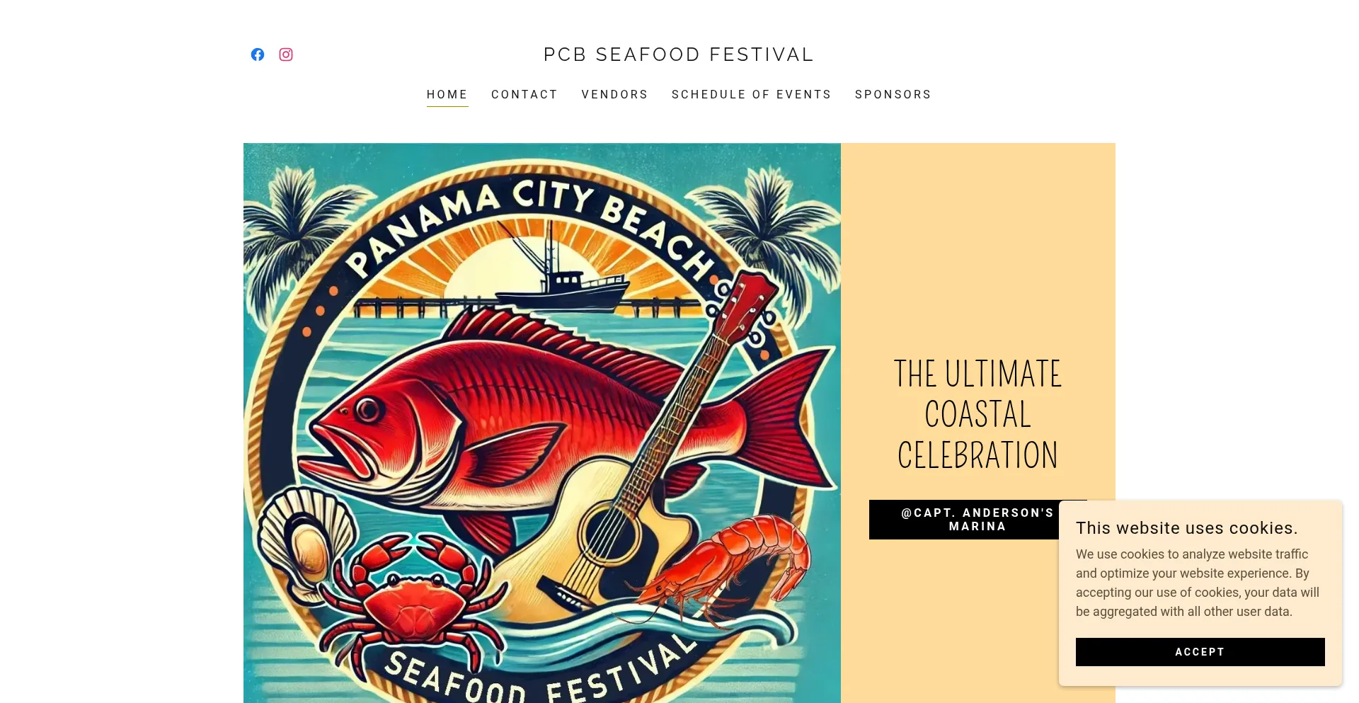 Website screenshot of Pcbseafoodfestival.org
