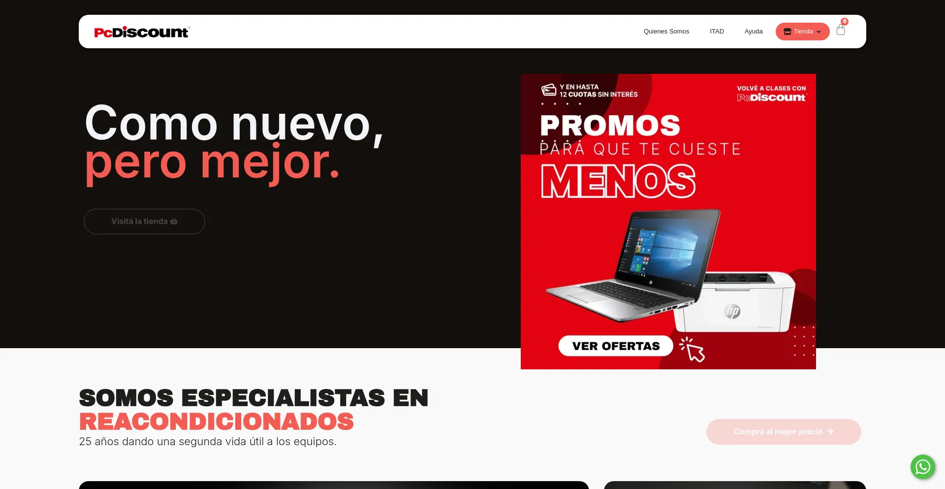 Website screenshot of Pcdiscount.com.ar