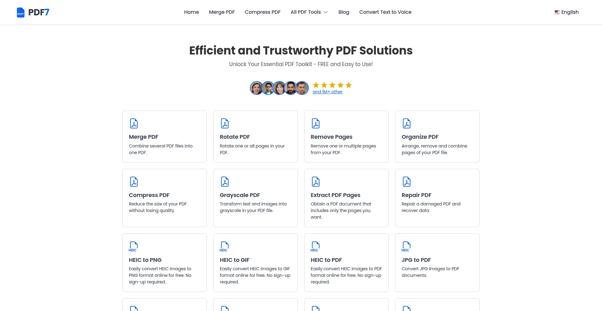 Website screenshot of Pdf7.app