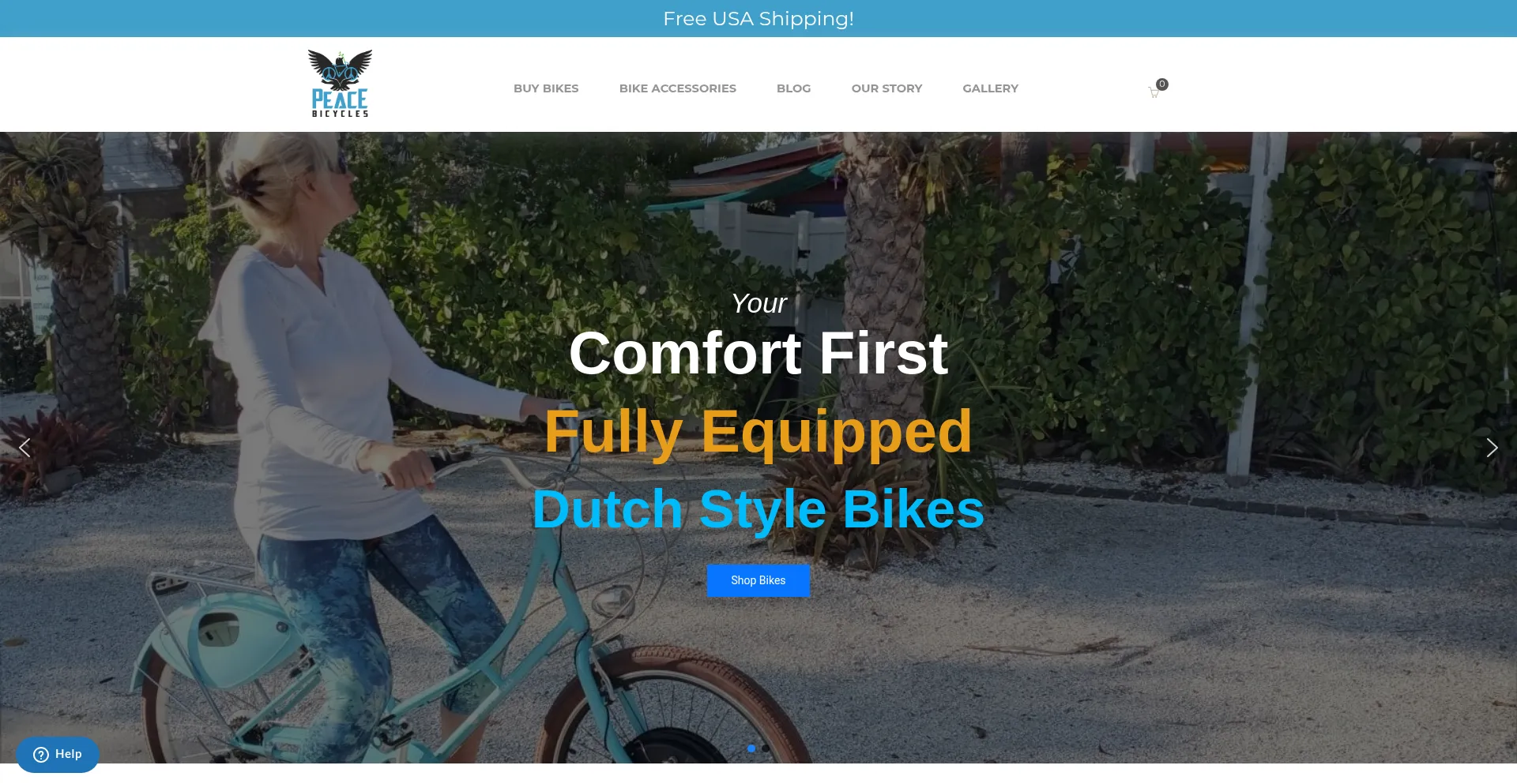Website screenshot of Peacebicycles.com