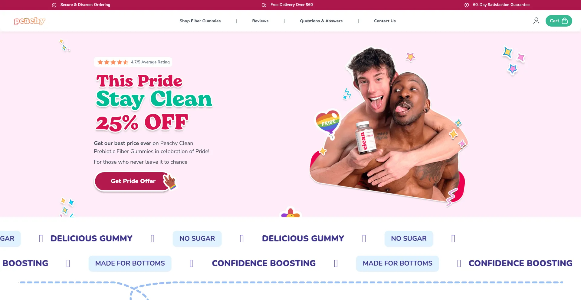 Website screenshot of Peachymen.com