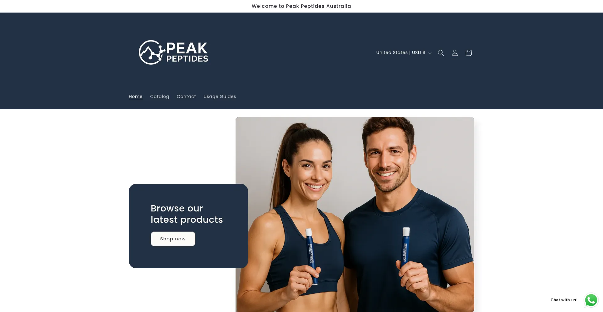 Website screenshot of Peaksupps.co