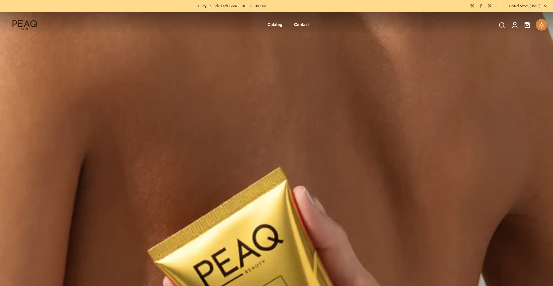 Website screenshot of Peaqskin.com