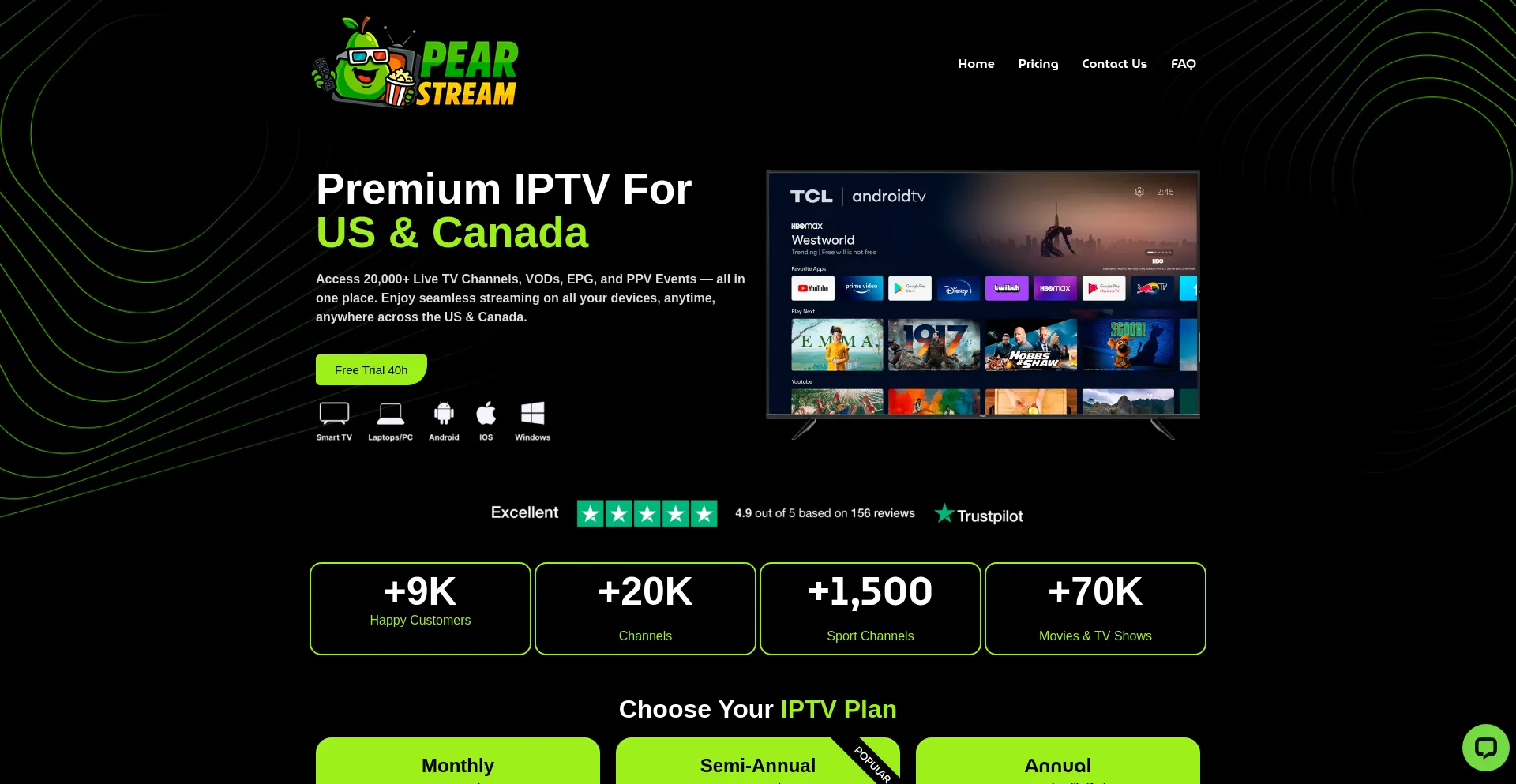Website screenshot of Pearstream.com