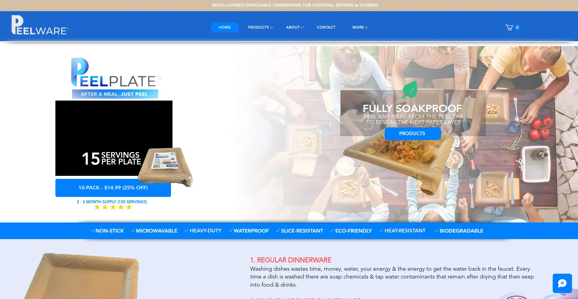 Website screenshot of Peelware.com