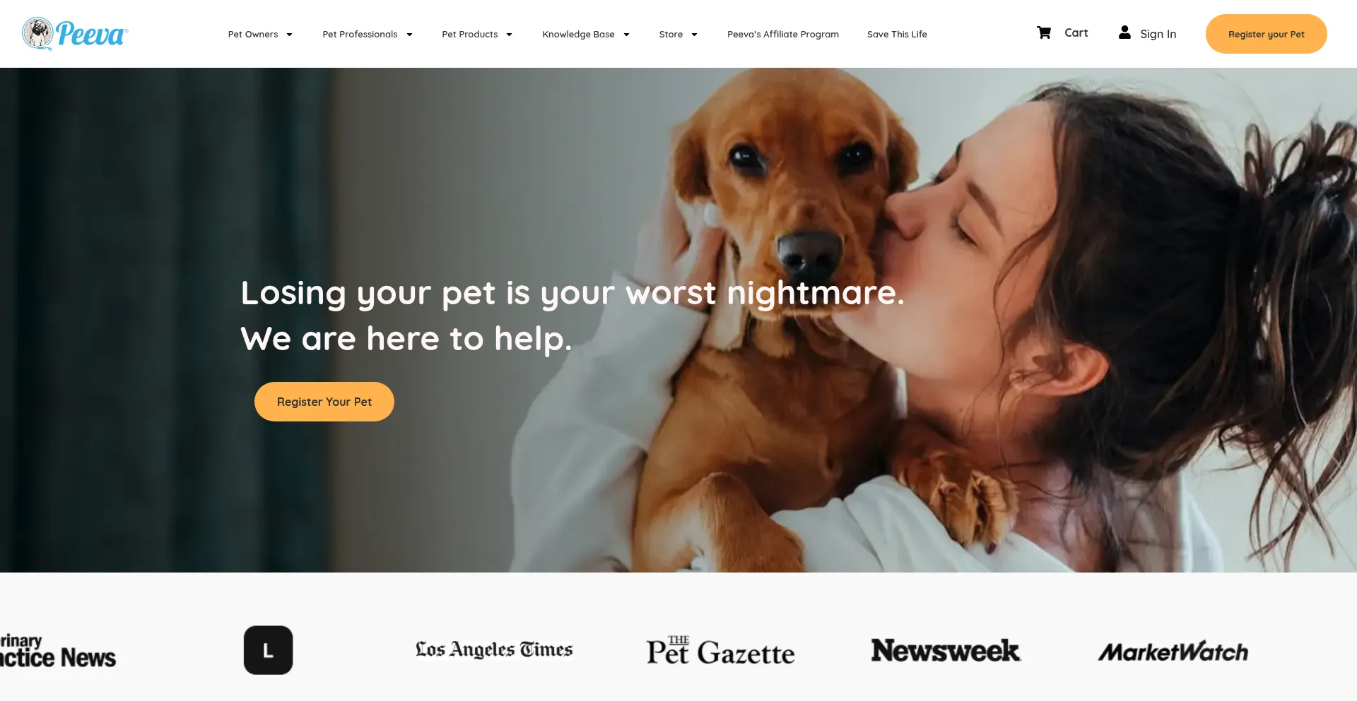 Website screenshot of Peeva.co