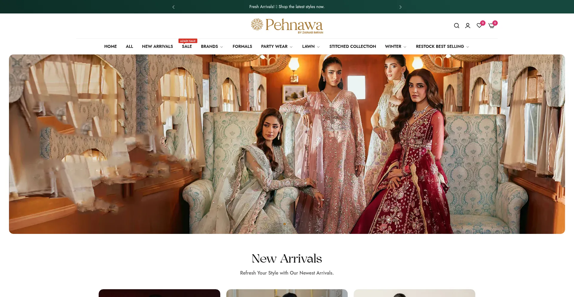 Website screenshot of Pehnawastore.pk