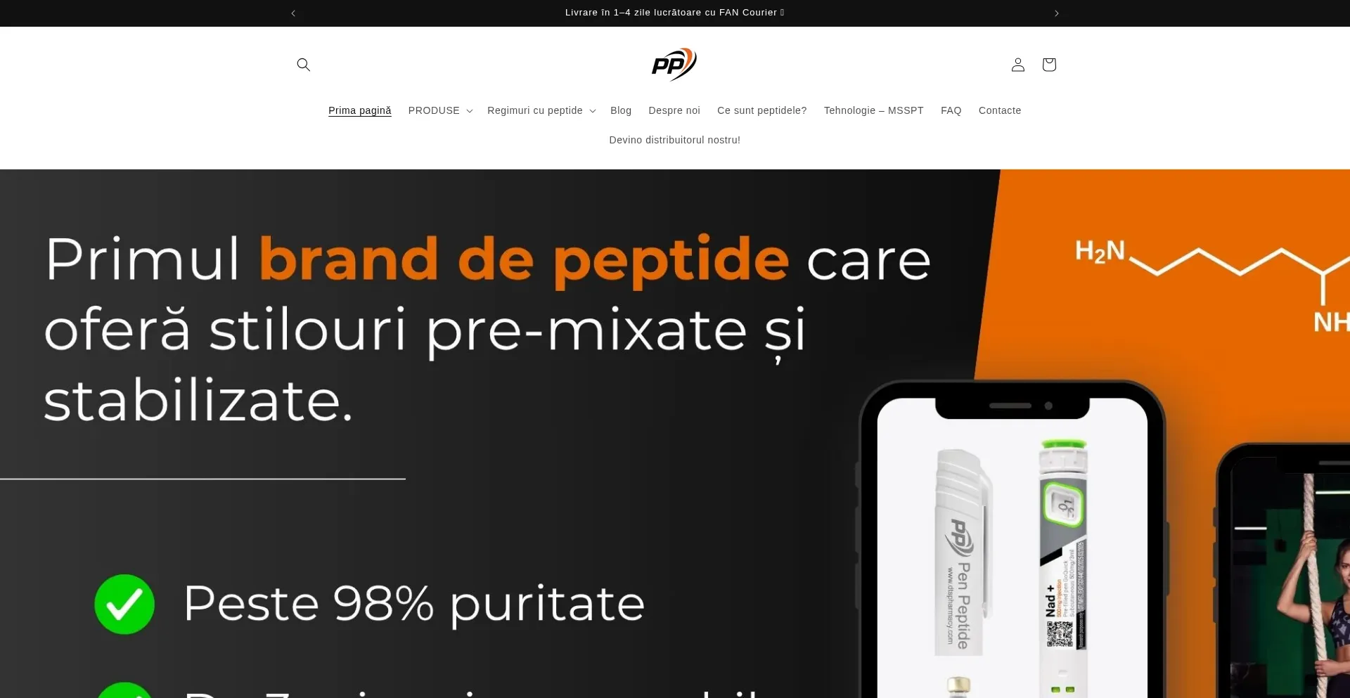 Website screenshot of Penpeptide.ro