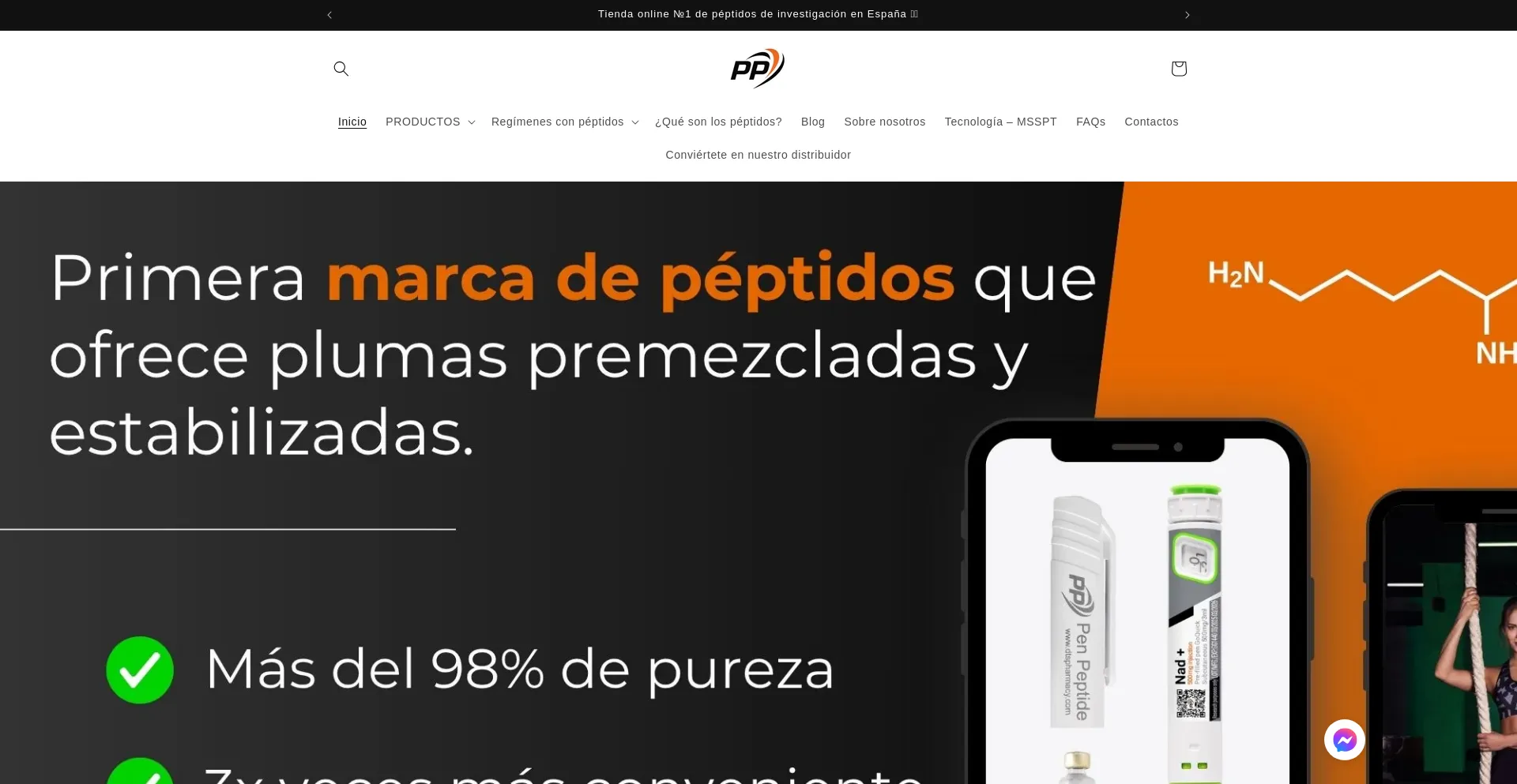 Website screenshot of Penpeptidespain.com