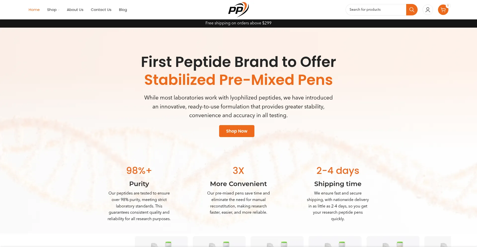 Website screenshot of Penpeptideusa.com