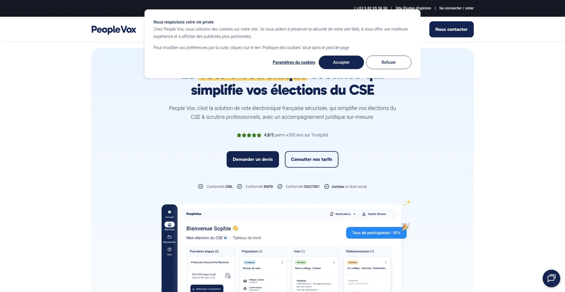 Website screenshot of People-vox.com