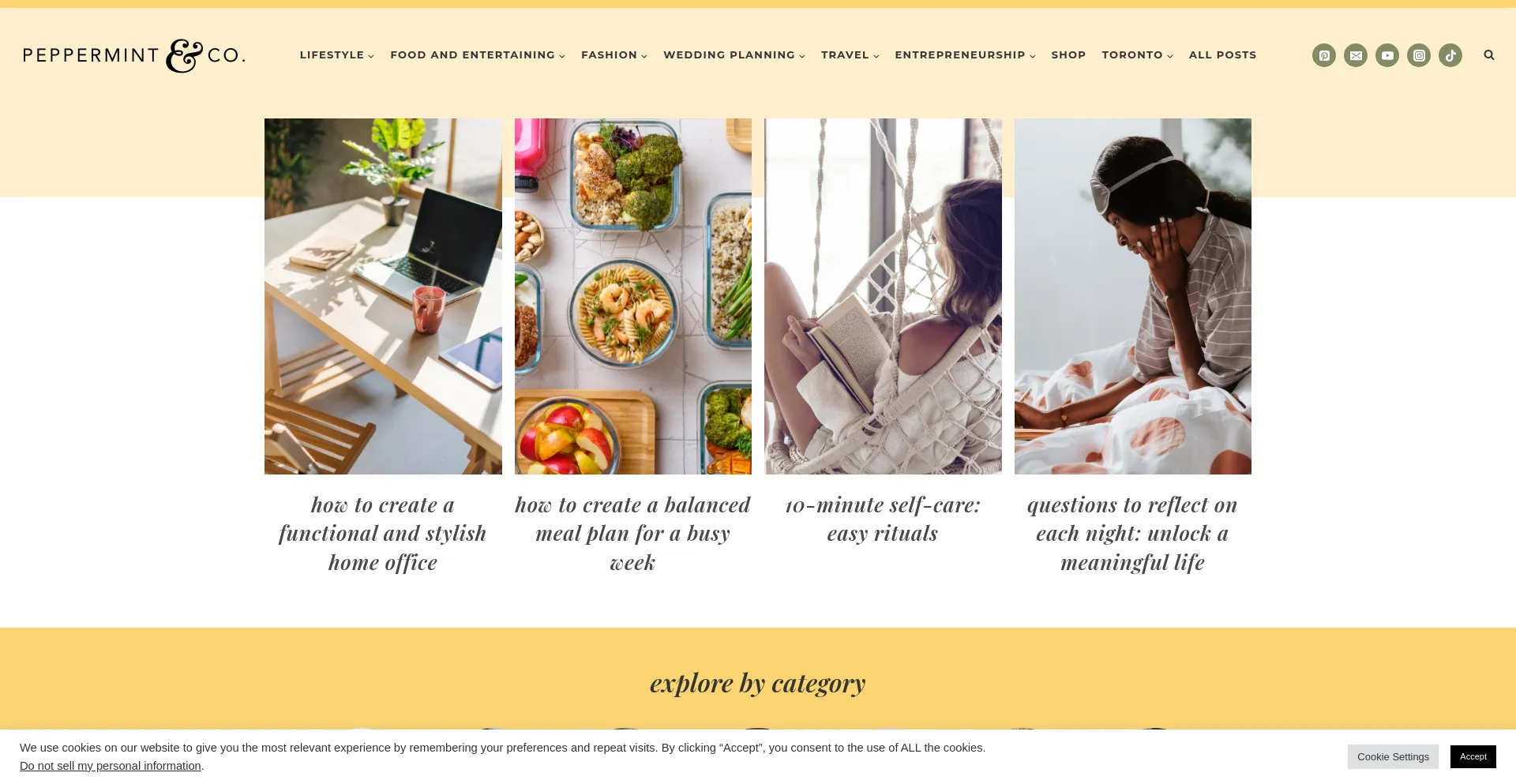 Website screenshot of Peppermintandco.ca