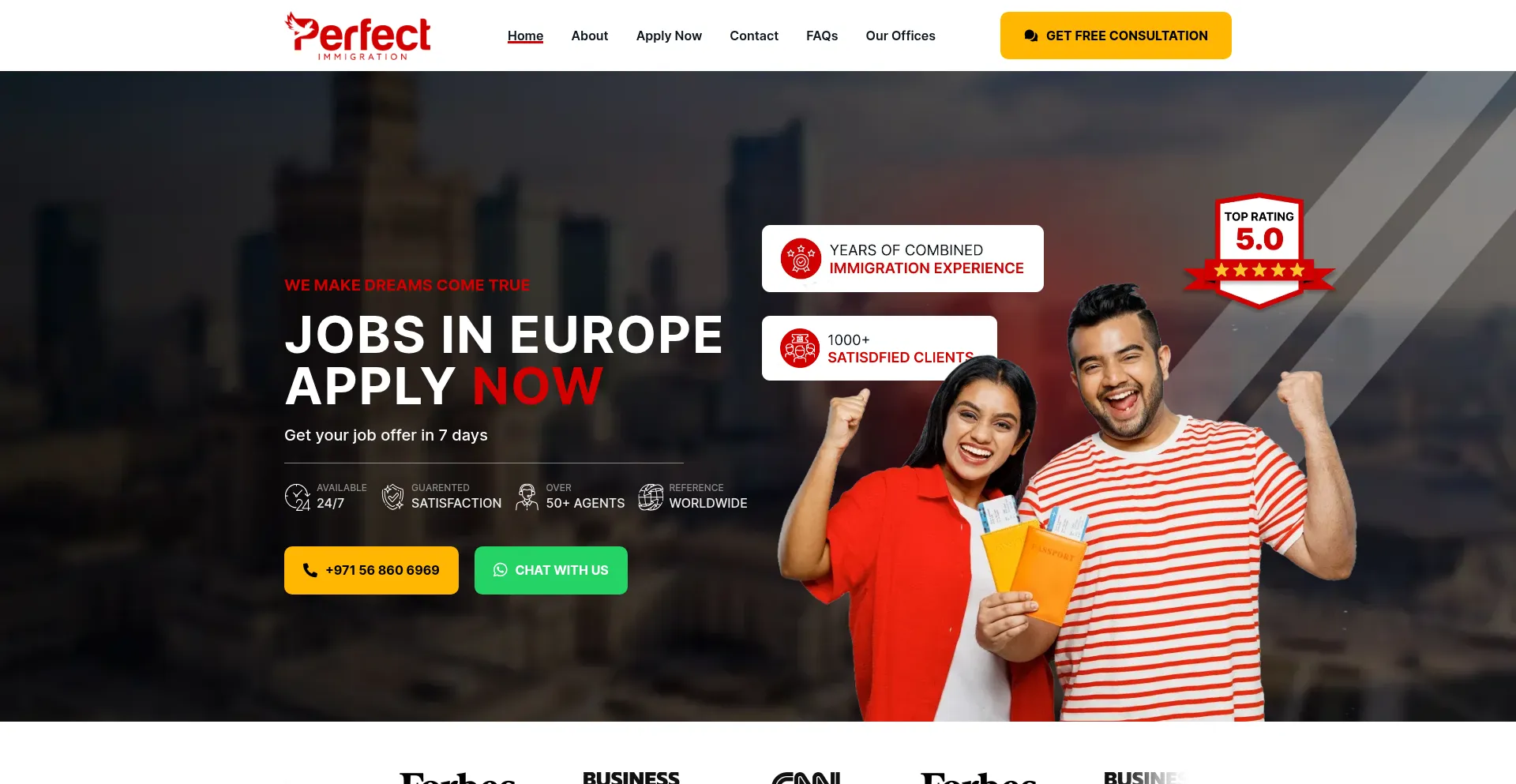 Website screenshot of Perfect-immigration.eu