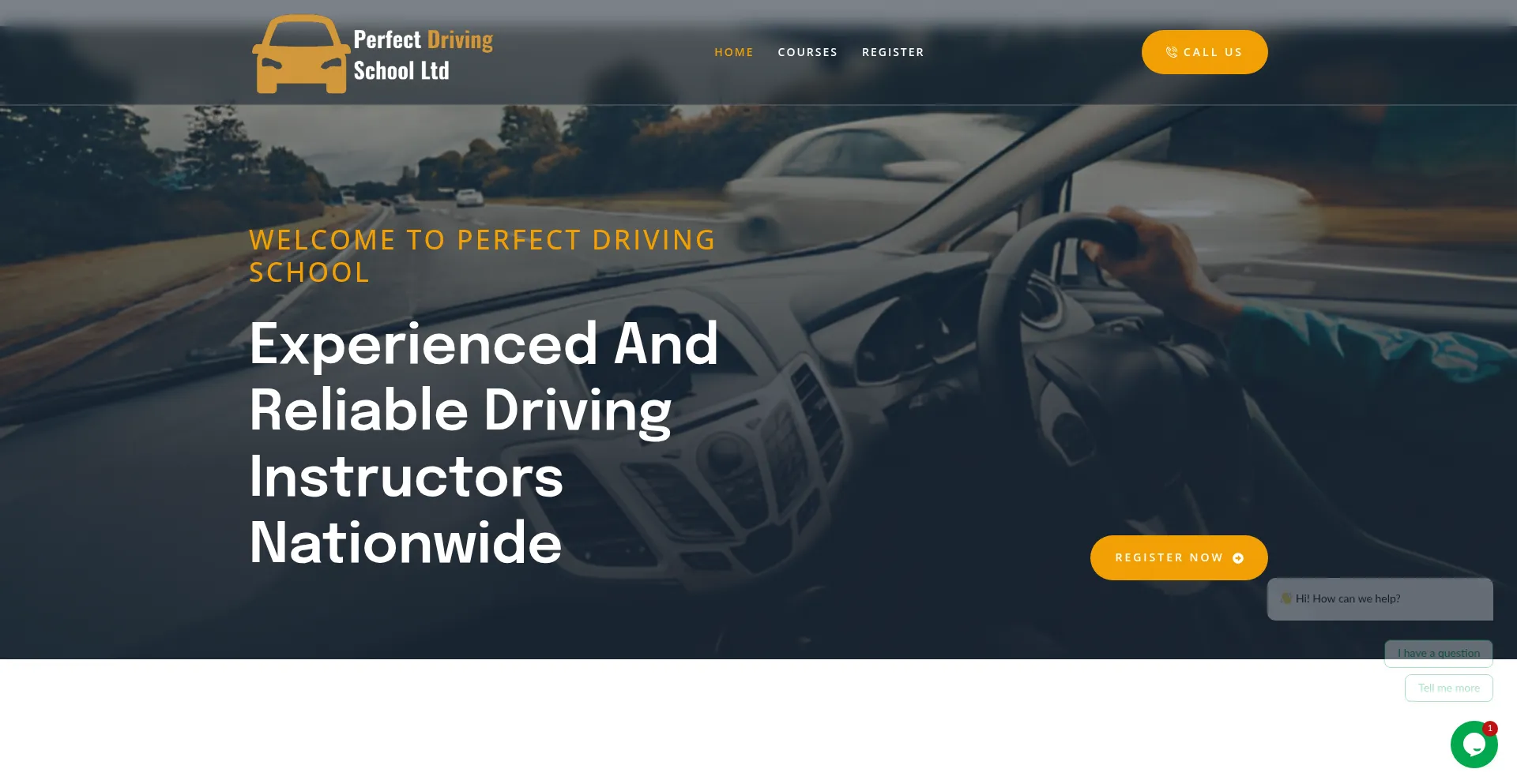 Website screenshot of Perfectdrivingschool.co.uk