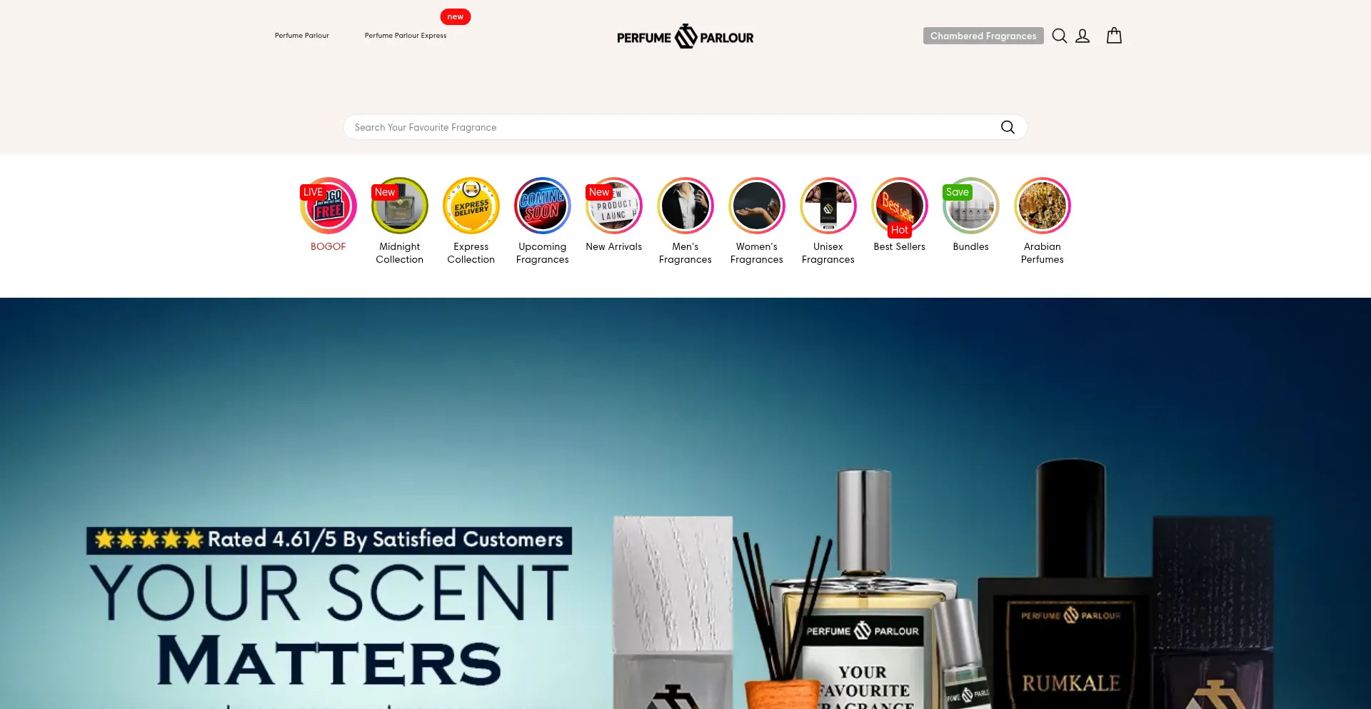Website screenshot of Perfume-parlour.co.uk