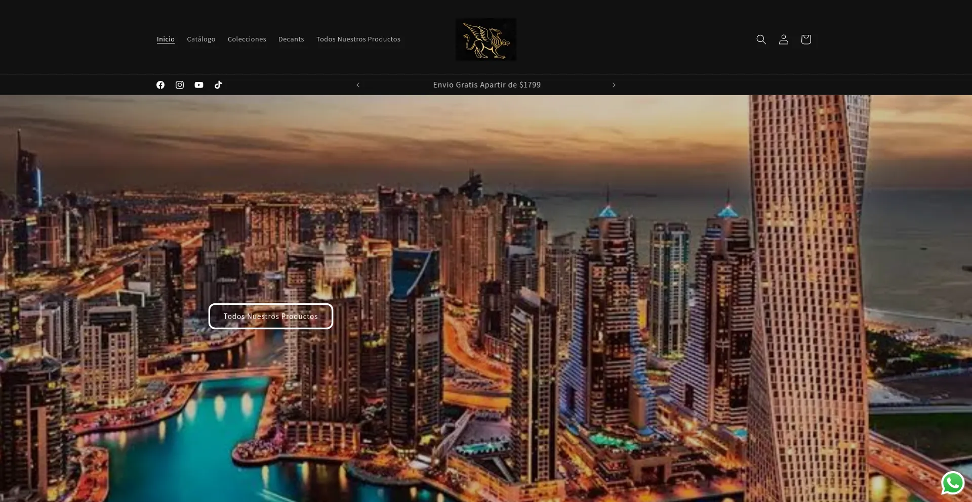 Website screenshot of Perfumesarabesmexico.mx