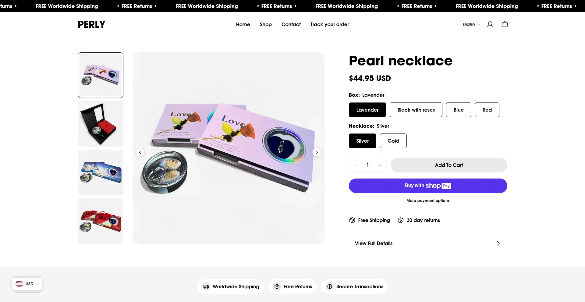 Website screenshot of Perly.shop