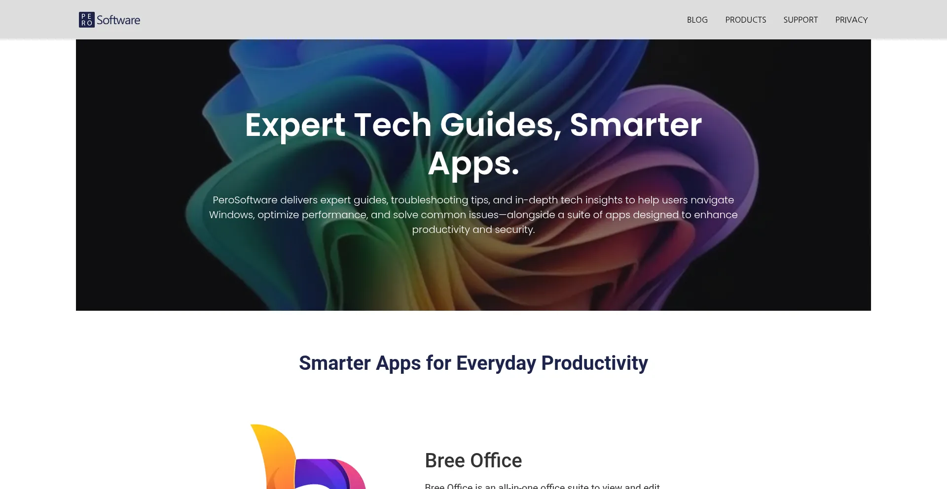 Website screenshot of Perosoftware.com