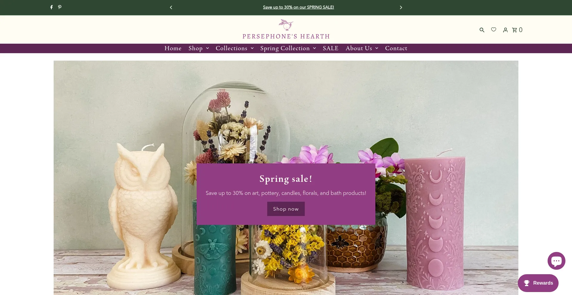 Website screenshot of Persephoneshearth.com