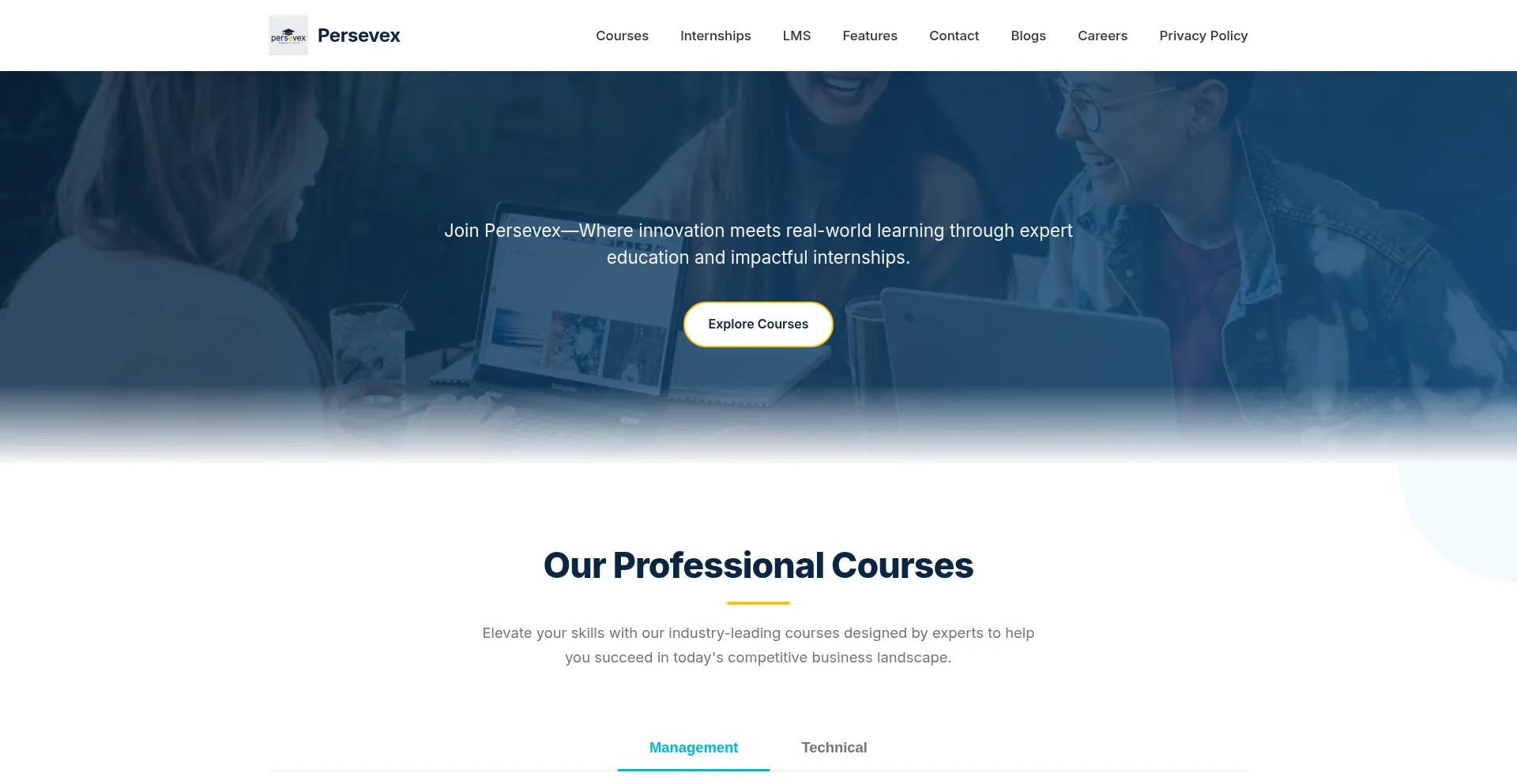Website screenshot of Persevex.com