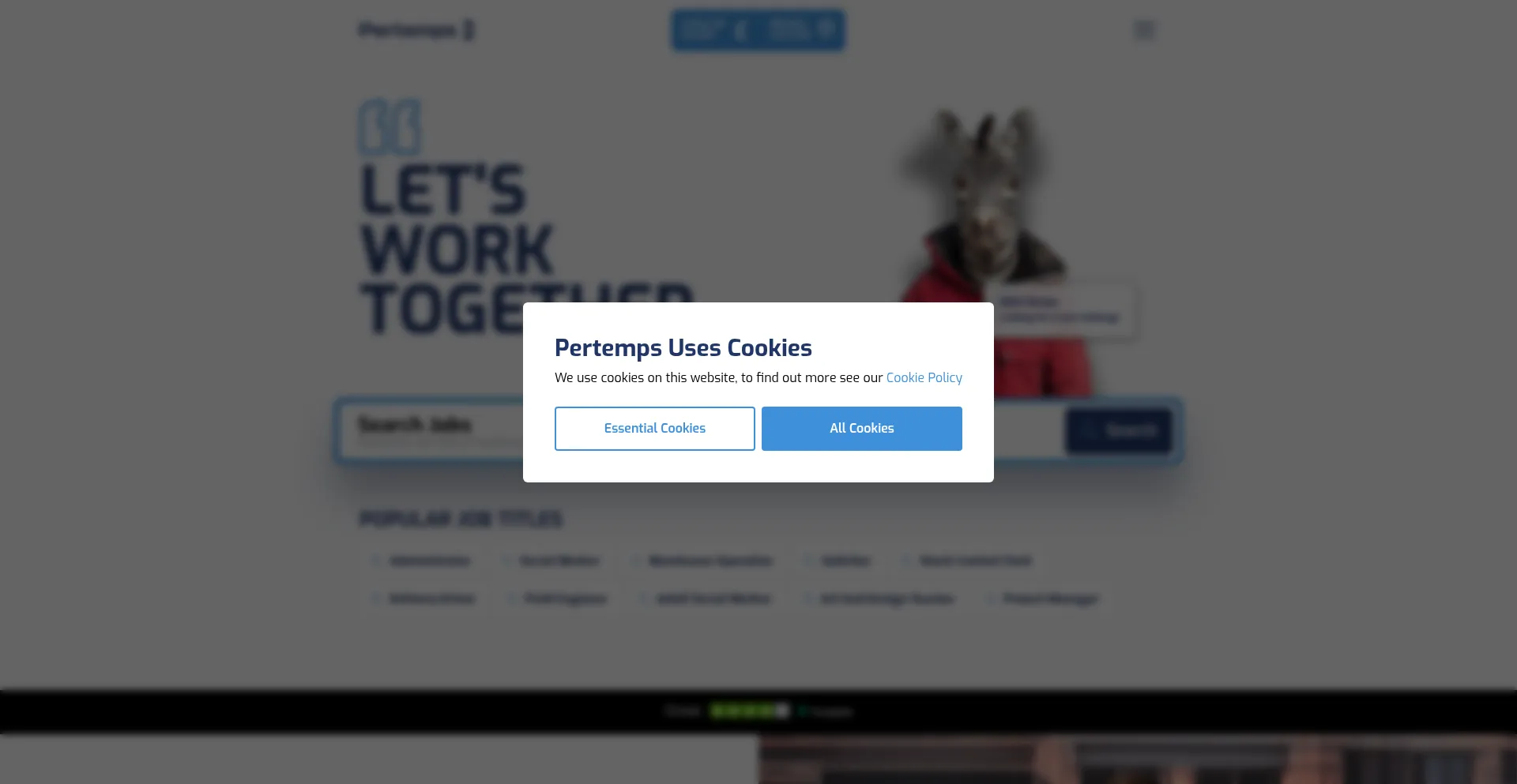 Website screenshot of Pertemps.co.uk