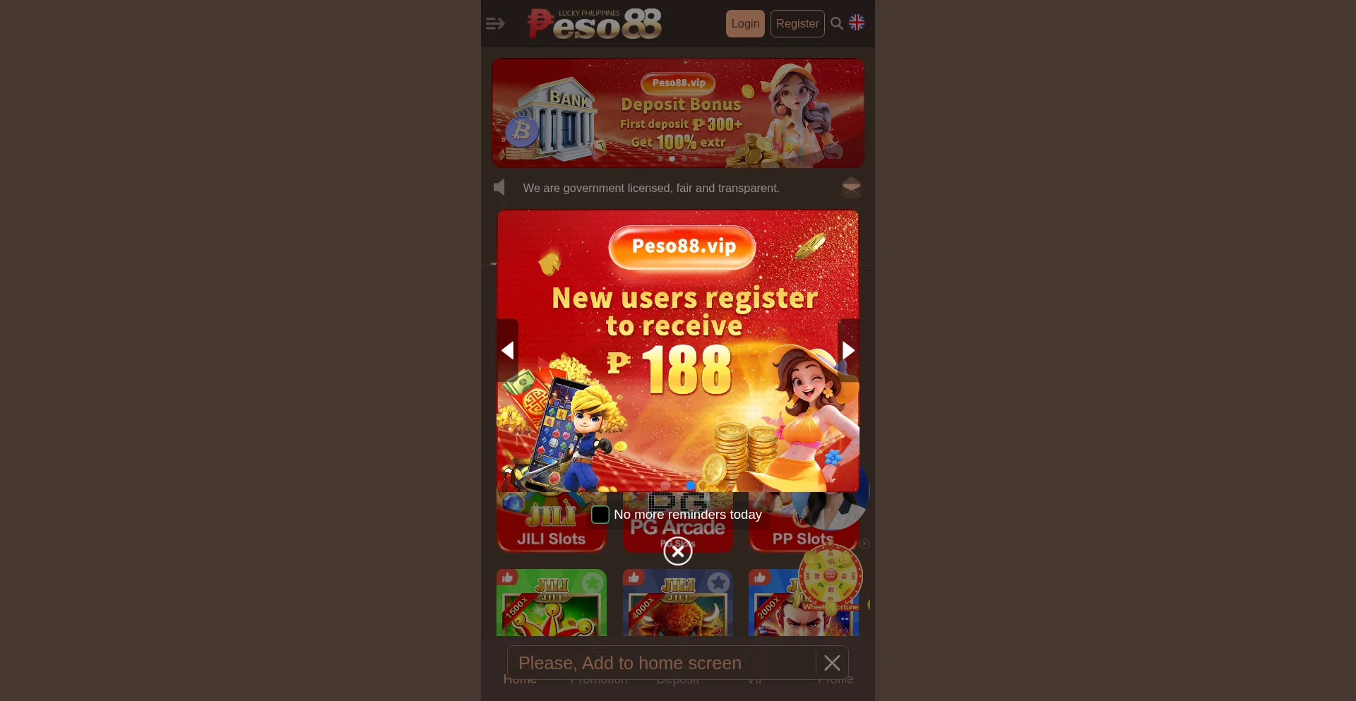 Website screenshot of Peso88.top
