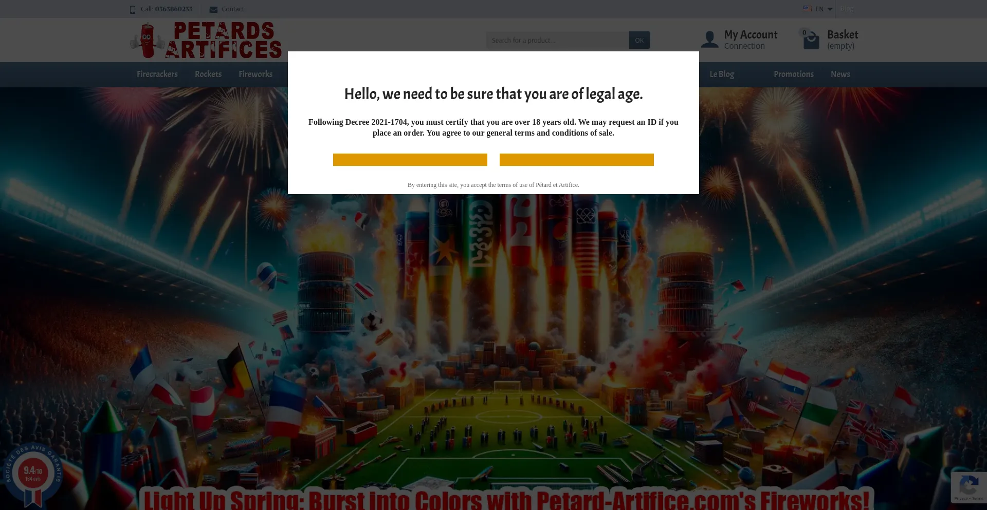 Website screenshot of Petard-artifice.com