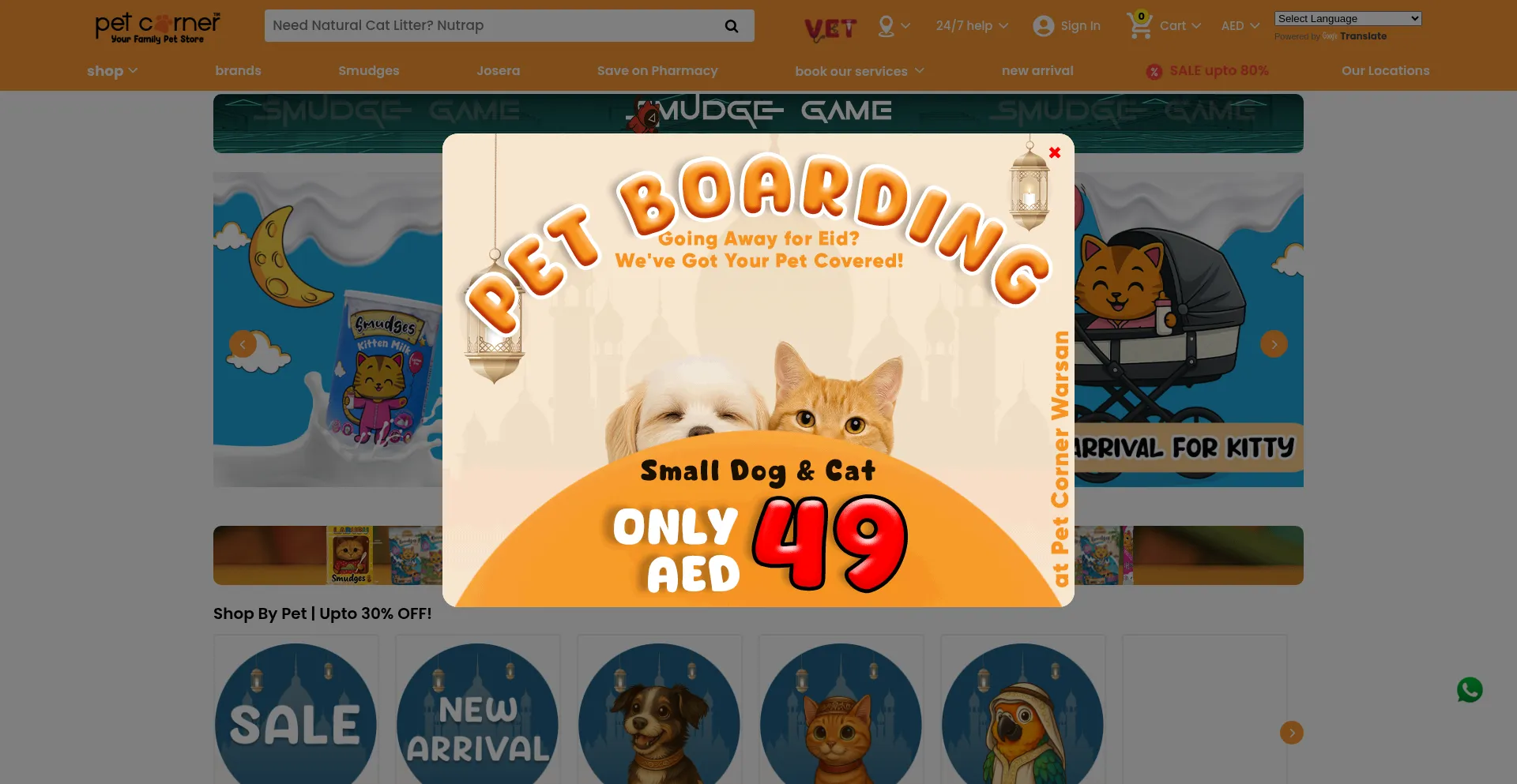 Website screenshot of Petcornerdubai.com