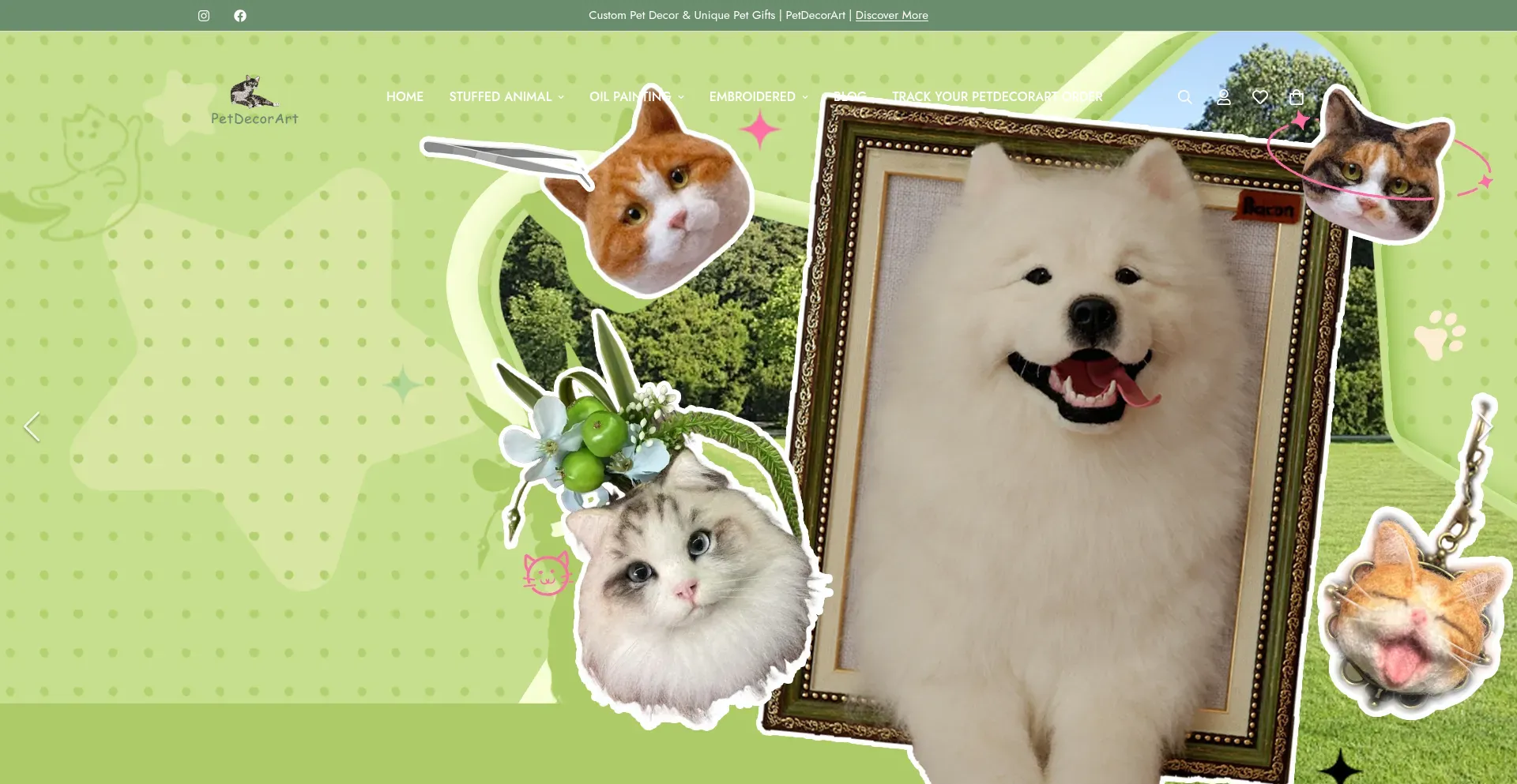 Website screenshot of Petdecorart.com