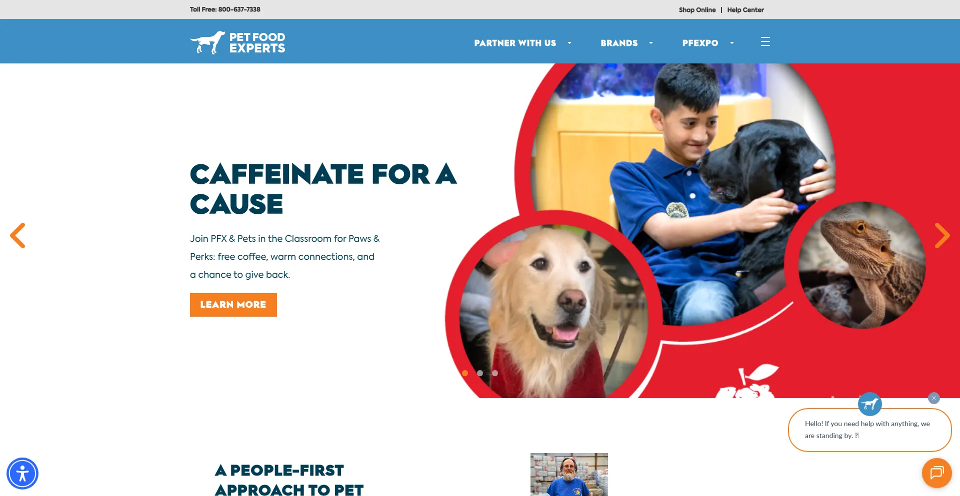Website screenshot of Petfoodexperts.com