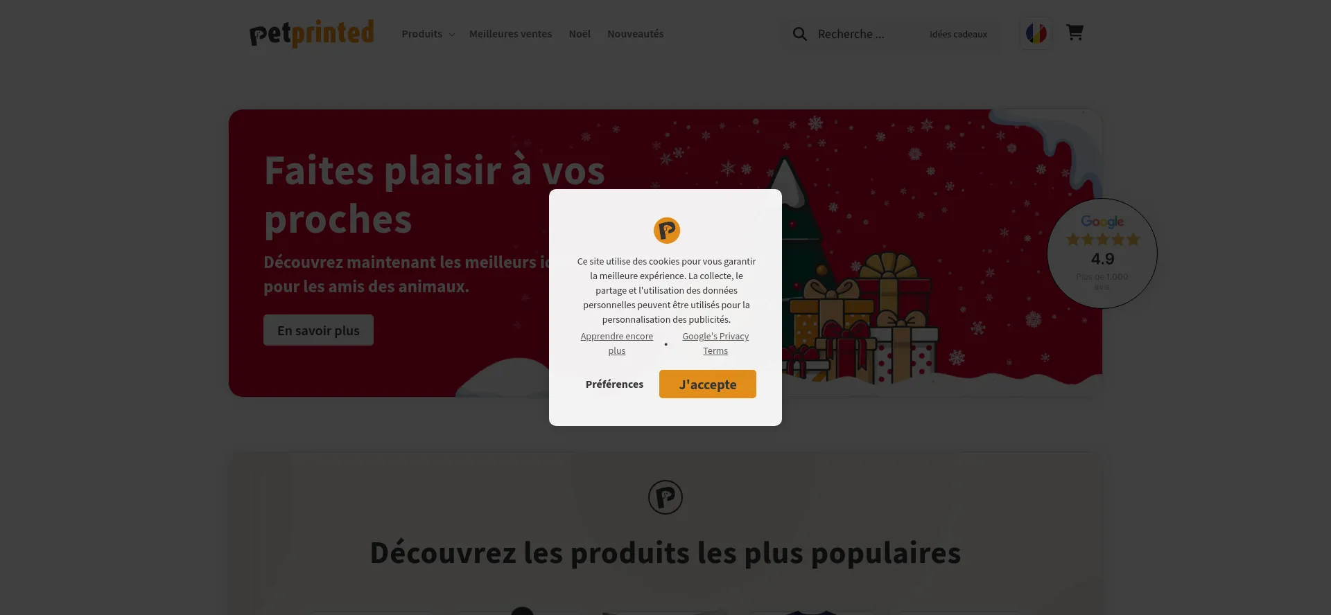 Website screenshot of Petprinted.fr