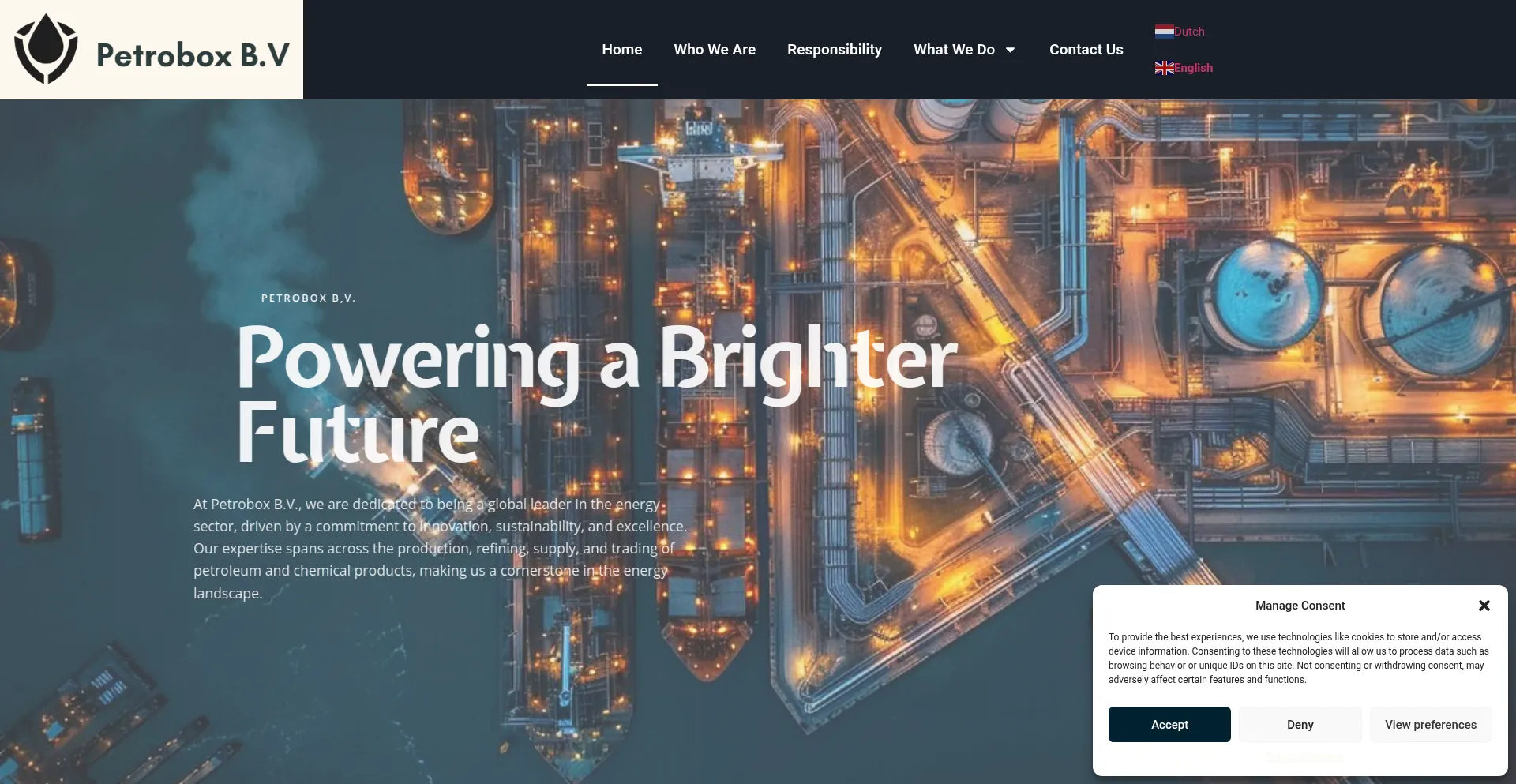 Website screenshot of Petroboxbv.com