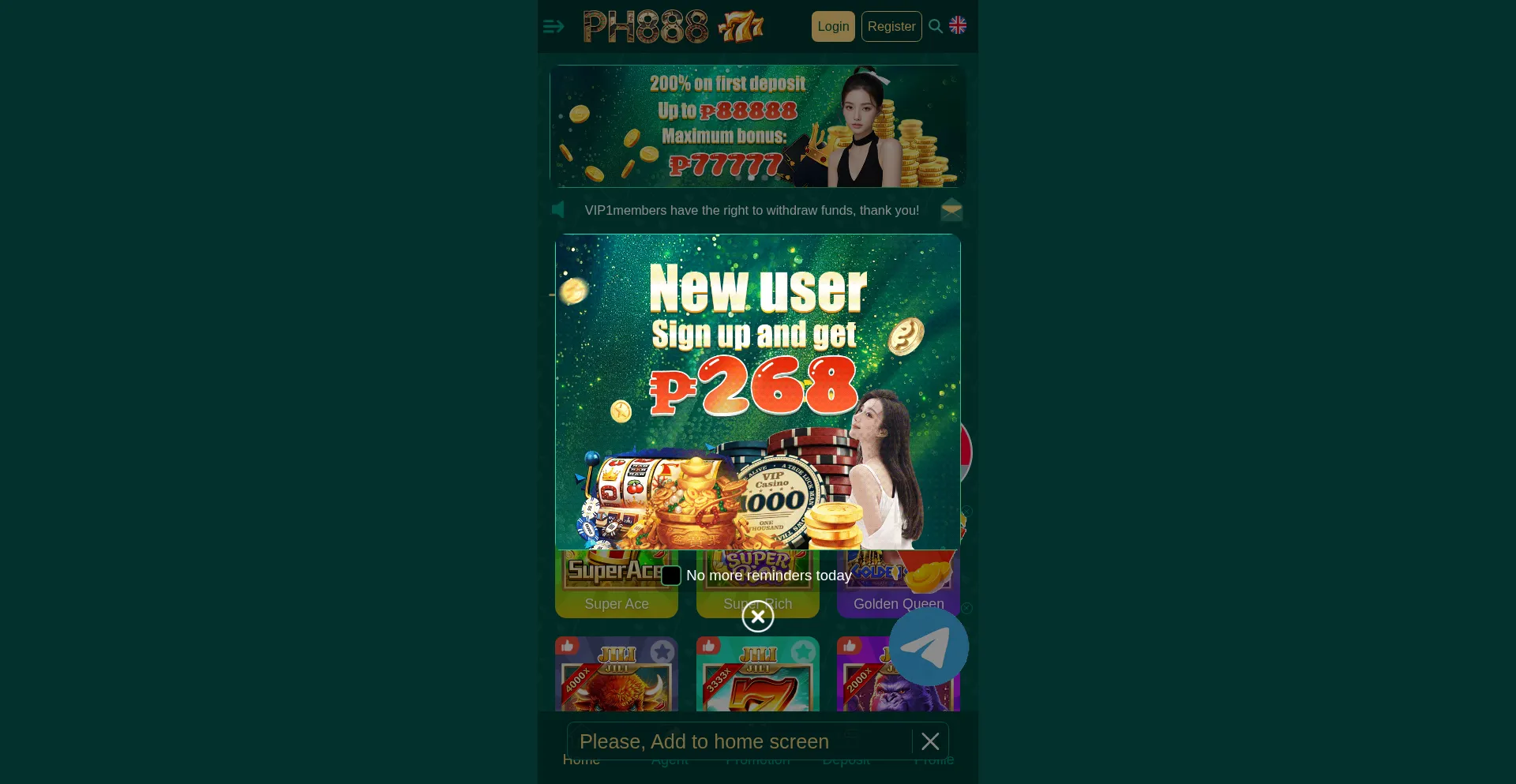 Website screenshot of Ph888hhh.com
