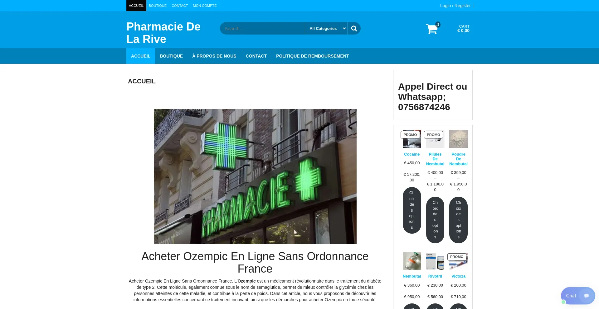 Website screenshot of Pharmaciedelarive.com