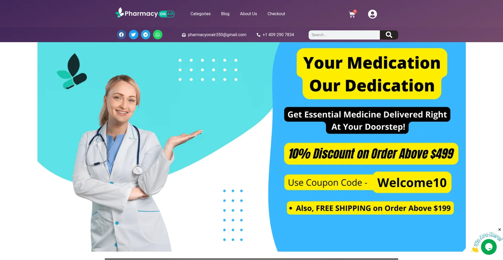 Website screenshot of Pharmacyonair.com