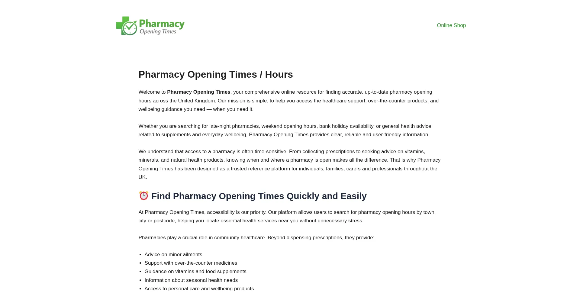 Pharmacyopeningtimes.co.uk