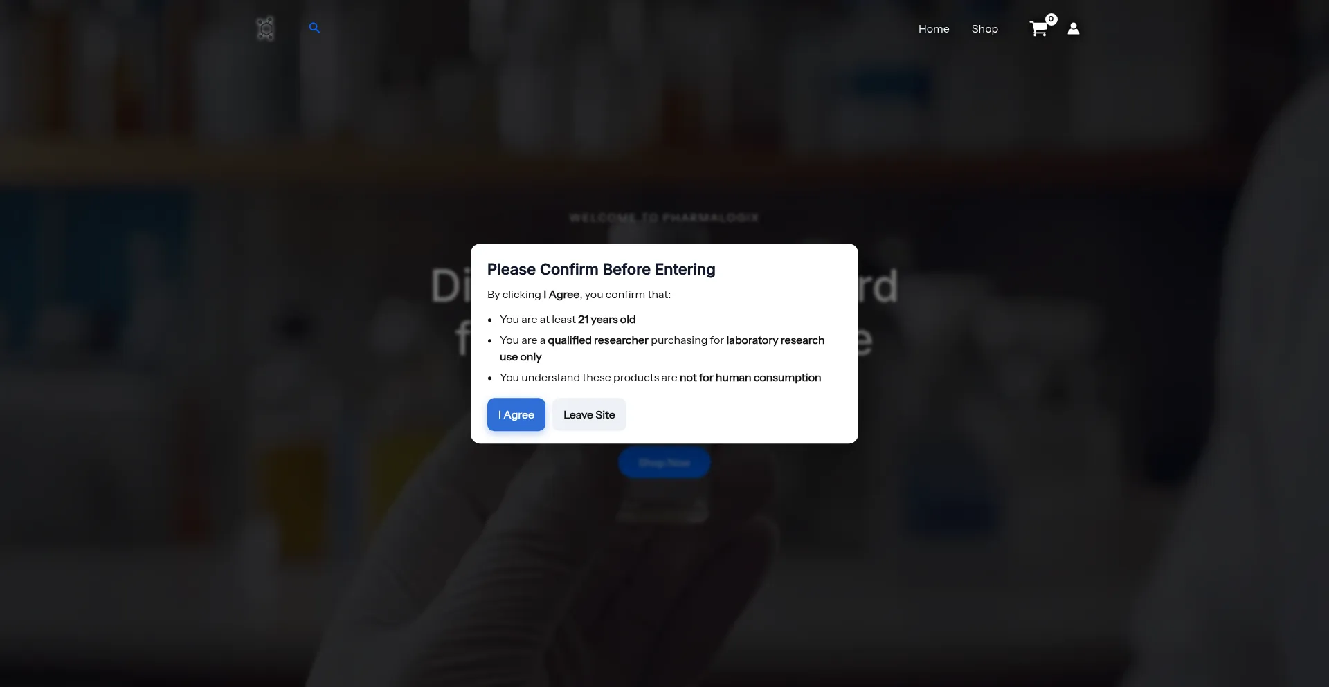 Website screenshot of Pharmalogix.xyz