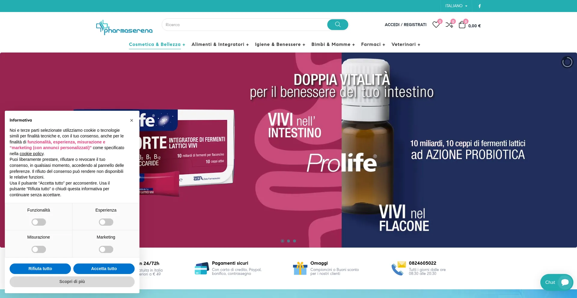 Website screenshot of Pharmaserena.it