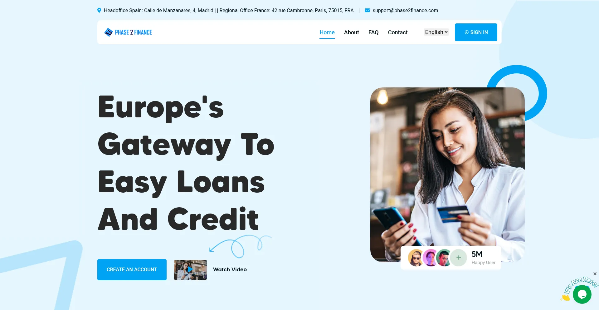 Website screenshot of Phase2finance.com