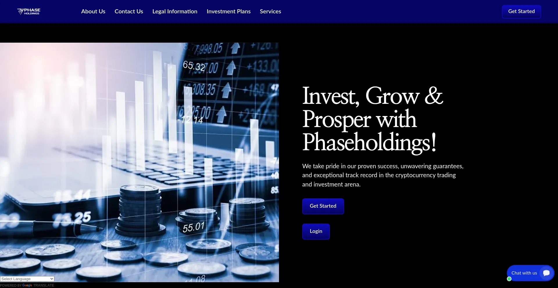 Website screenshot of Phaseholdings.org