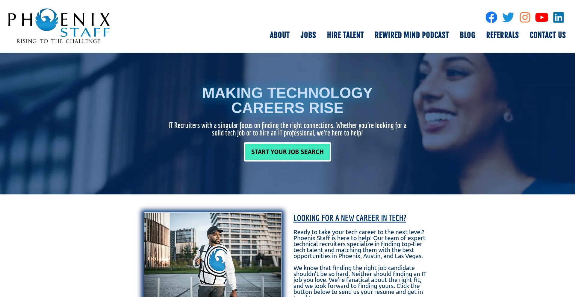 Website screenshot of Phoenixstaff.com