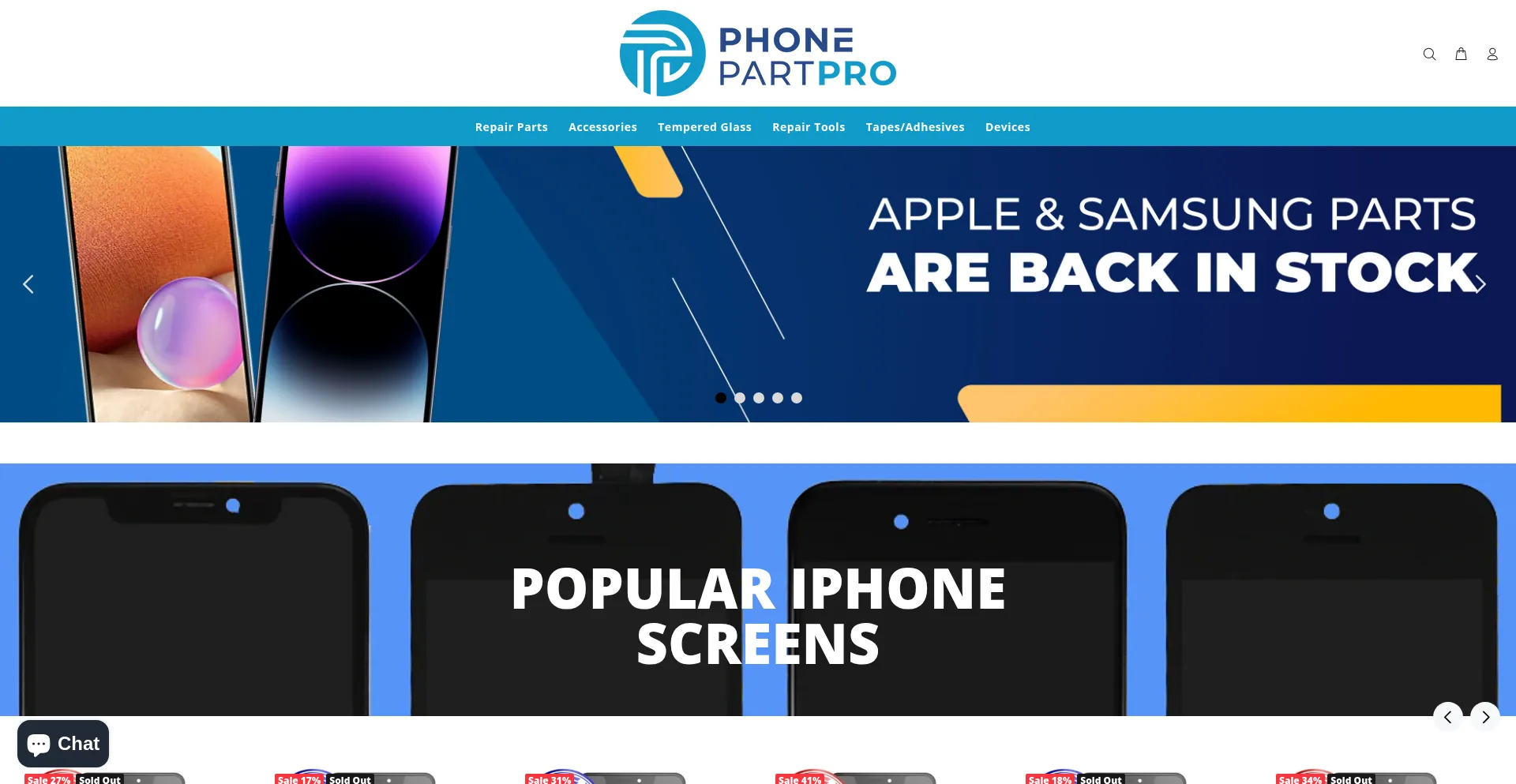 Website screenshot of Phonepartpro.com