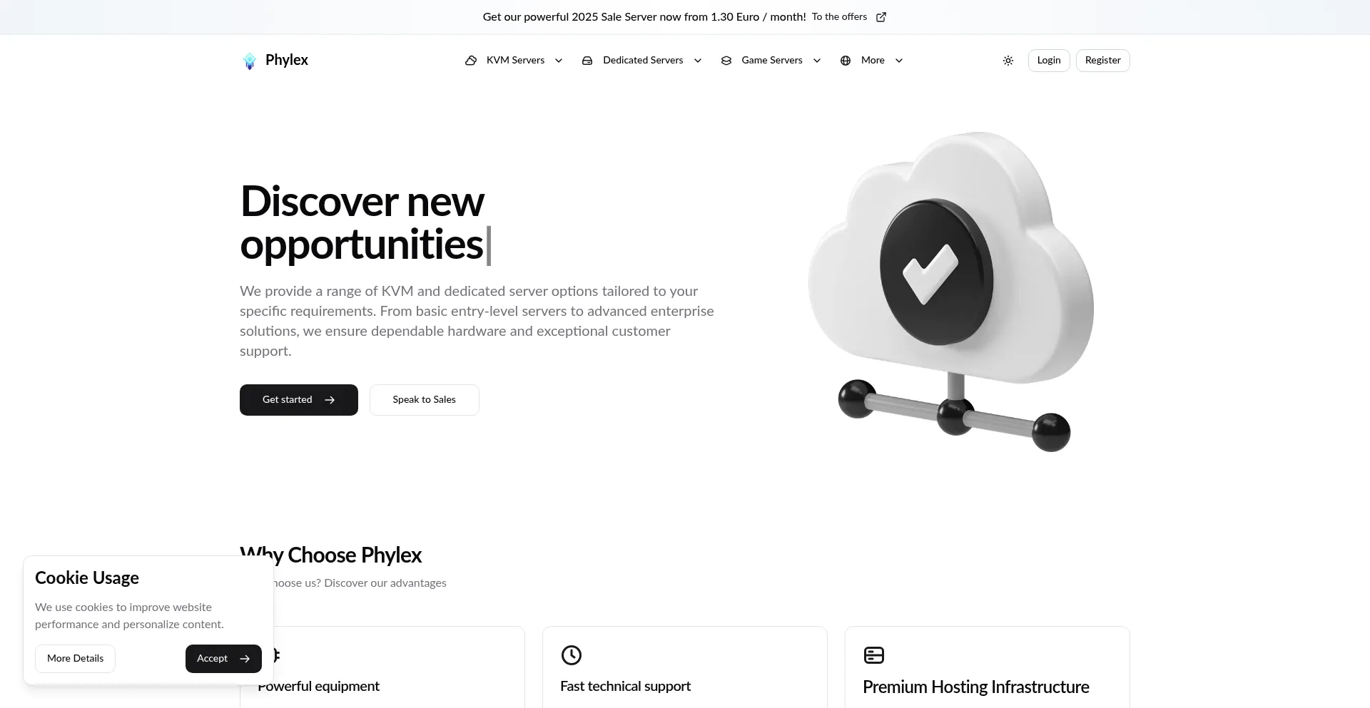 Website screenshot of Phylex.net