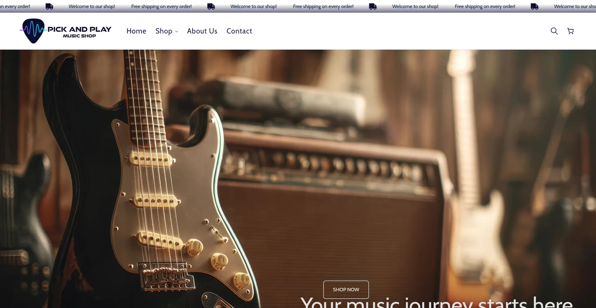 Website screenshot of Pickandplaymusic.com