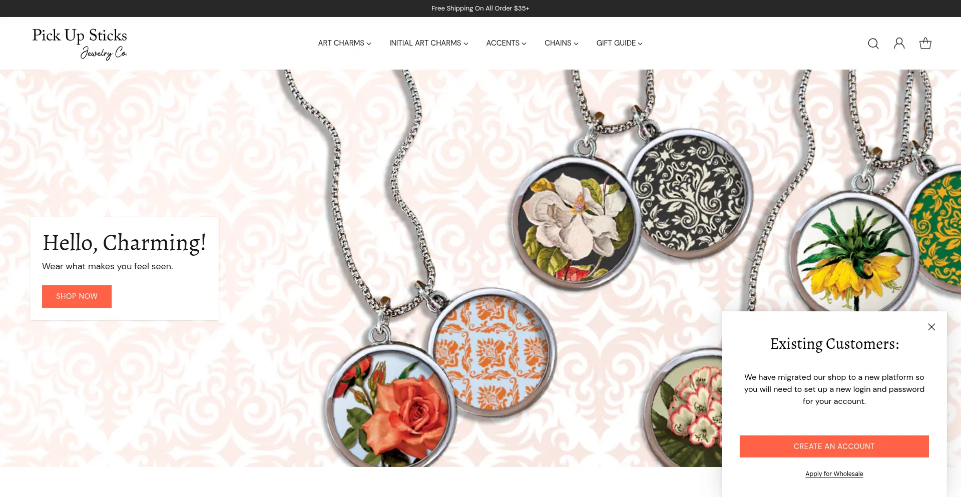 Website screenshot of Pickupsticks.net