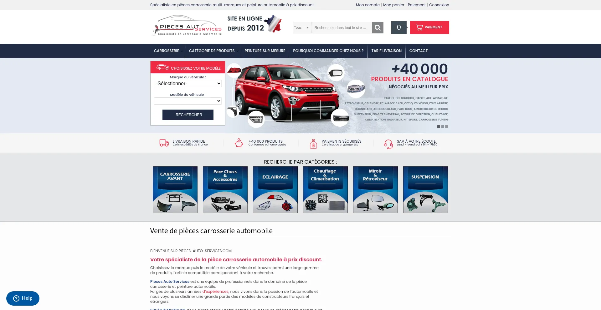 Website screenshot of Pieces-auto-services.com