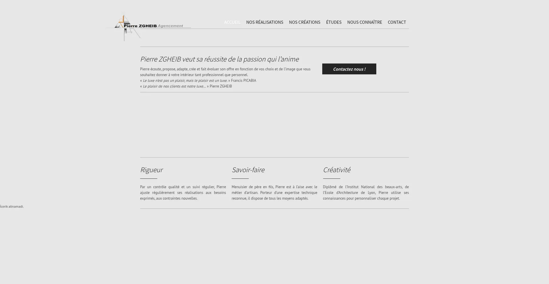 Website screenshot of Pierreagencement.fr