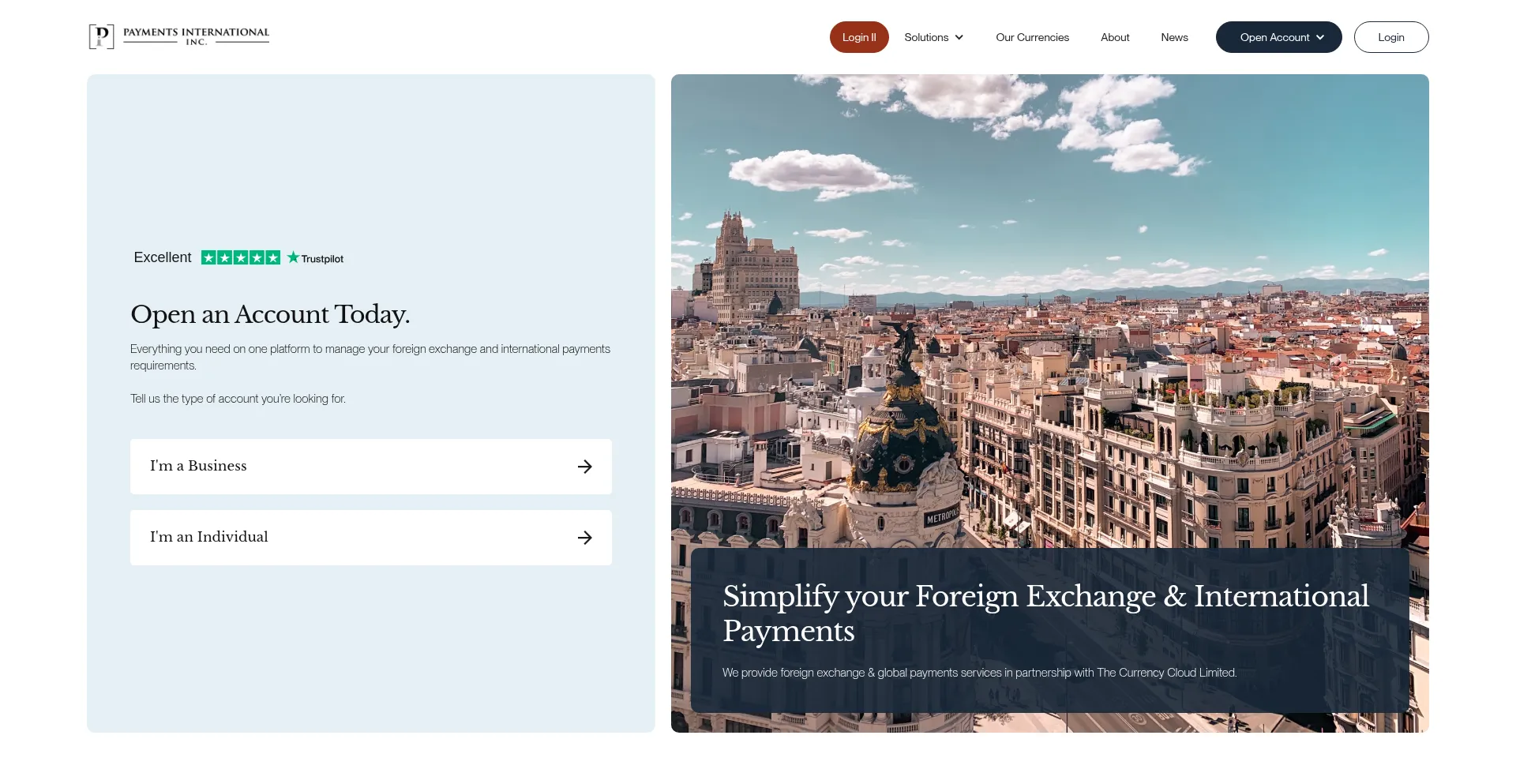 Website screenshot of Piifx.com