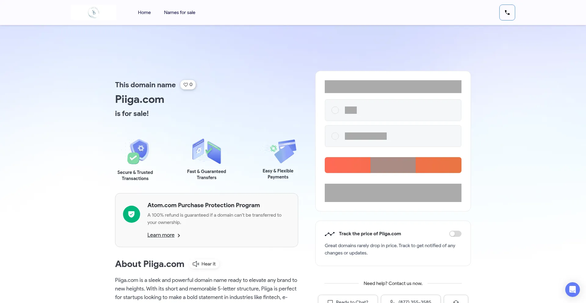 Website screenshot of Piiga.com
